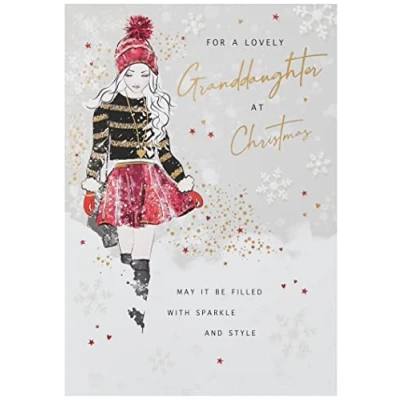 Abbildung von Piccadilly Greetings A41311 Moderne Weihnachtskarte für Enkelin, weiß, 22,9 x 15,2 cm