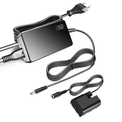 Abbildung von ACK E6 Netzteil DR LP Dummy Akku für Canon EOS R R5 R6 R7 90D 80D 60D 60Da 6D 7D Mark II, 5D III, IV Digital kameras.