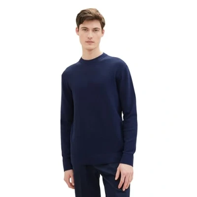 Abbildung von TOM Tailor Denim MIT Struktur Strickpullover, Herren, Größe: Medium, Dark blueberry