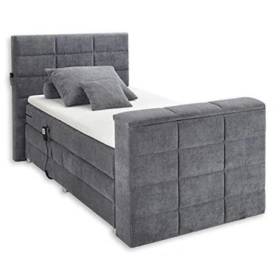 Abbildung von Stella Trading DENVER 6 Boxspringbett 120x200 elektrisch verstellbar, Anthrazit Bequemes Doppelbett mit motorisierter TV Halterung 134 x 123 240 cm (B/H/T)