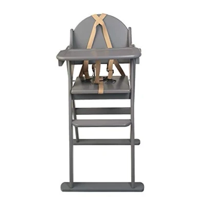 Abbildung von Safetots Deluxe Klapphochstuhl aus Holz, Grau, Hochstuhl für Baby und Kleinkind, Vormontiert, Stilvoll, Praktisch Platzsparend