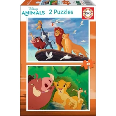 Abbildung von Educa Puzzle 48 Teile für Kinder ab 4 Jahren König der Löwen 2x48 Puzzle, Kinderpuzzle Jahren, Disney, Simba, Puzzleset, (18629)