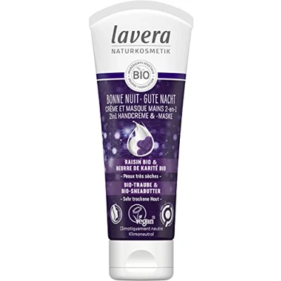 Abbildung von lavera Bonne Nuit Handcreme und Maske 2 in 1 Naturkosmetik vegan zertifiziert Bio Trauben &amp; Sheabutter 75 ml