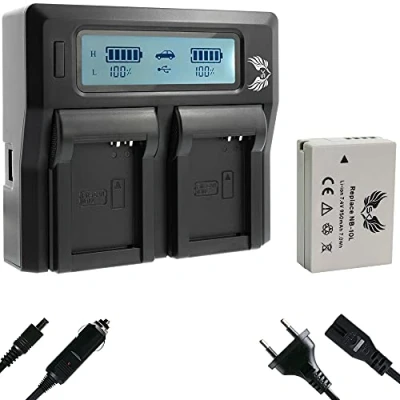 Abbildung von SK Akku Ersatz für Canon NB 10L // 950mAh + LCD Dual Charger PowerShot G1X G3X / G15 G16 SX40 HS SX50 SX60