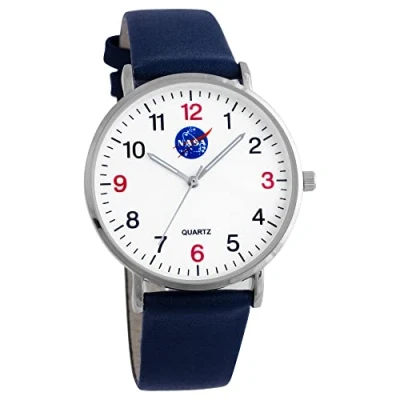 Abbildung von NASA Quarzuhr Herrenarmbanduhr mit Lederarmband Edelstahlarmband, Astronaut