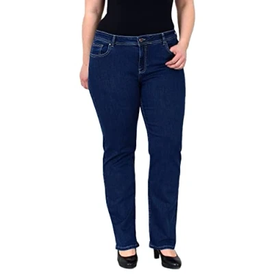 Abbildung von ESRA Straight Leg Jeans Damen High Waist Stretch Hose Plussize FG1