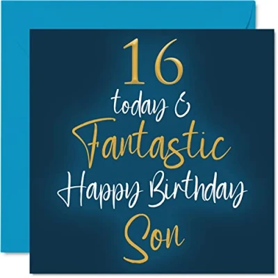 Abbildung von Fantastische Geburtstagskarte zum 16. Geburtstag für Sohn von Mama oder Papa, Geburtstagsgeschenke Sohn, 145 mm x Geburtstagsgrußkarten Geschenk
