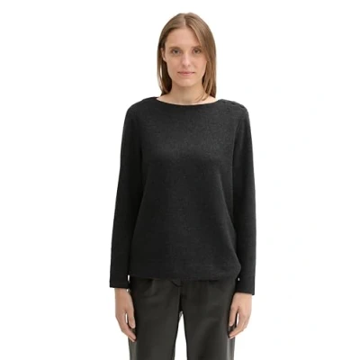 Abbildung von TOM TAILOR Damen Cosy Sweatshirt mit Knöpfen,30281 evident Anthracite Melange, M