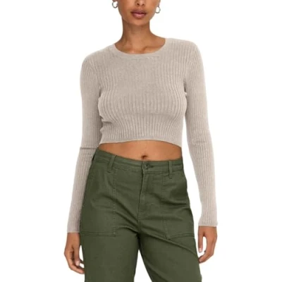 Abbildung von ONLY Damen ONLKAROL LS Crop O Neck KNT NOOS Pullover, Pumice Stone, M