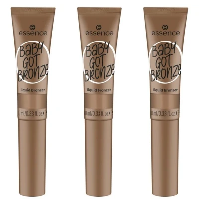 Abbildung von essence BABY GOT BRONZE liquid bronzer, Nr. 10, Grau, langanhaltend, definierend, Einfach zu entfernen, natürlich, vegan, ölfrei, ohne Parabene, Mikroplastikpartikel, 3er Pack (3x10ml)