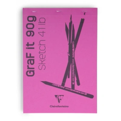 Abbildung von Clairefontaine 96680C Skizzenblock Graf it, DIN A4, 21x29,7 cm, 80 Blatt, 90g, blanko, geheftet, ideal für Trockentechiken, 1 Stück, Rosa