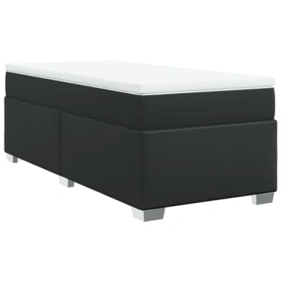 Abbildung von vidaXL Boxspringbett, Polsterbett Bett mit Matratze, Bettgestell Lattenrost, Einzelbett für Schlafzimmer, Schwarz 90x200cm Kunstleder