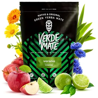 Abbildung von Verde Mate Green Verano 500 g Erfrischende Fruchtmischung Nur natürliche Zusätze Brasilianischer Tee in kalter und warmer Form Perfekt für Anfänger