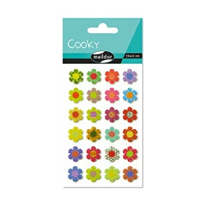 Abbildung von Maildor CY021O Packung mit Stickers Cooky 3D (1 Bogen, 7,5 x 12 cm, ideal zum Dekorieren, Sammeln oder Verschenken, Blume) 1 Pack