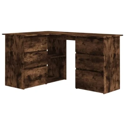 Abbildung von vidaXL Eckschreibtisch Computertisch Schreibtisch Arbeitstisch Bürotisch PC Tisch Laptoptisch Büromöbel Räuchereiche 145x100x76cm Holzwerkstoff