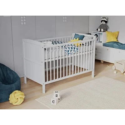 Abbildung von Love For Sleep Babybett,Gitterbett 120x60cm mit Aloe Vera Schaumstoffmatratze,Kinderbett Weiß,Umbaubar zum Kinderbett