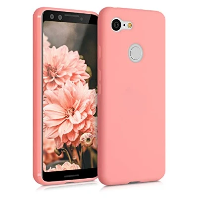Abbildung von kwmobile Hülle kompatibel mit Google Pixel 3 weiches TPU Silikon Case Cover geeignet für kabelloses Laden Koralle