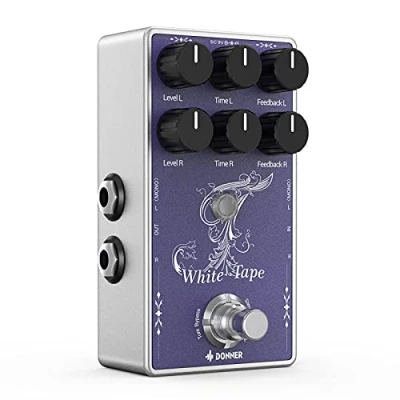 Abbildung von Donner Tape Delay Pedal,Stereo Pedale für E Gitarre,Analog Pedal mit Echo Effekt, Weißes Gitarren Pedal,True Bypass