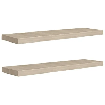Abbildung von vidaXL 2X Wandregal Schwebend Hängeregal Wandboard Bücherregal Regalbrett Schweberegal CD DVD Regal Dekoregal Eichefarben 90x23,5x3,8cm MDF