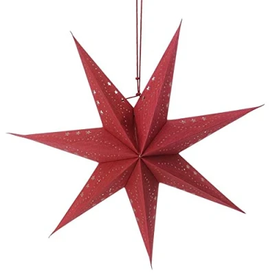 Abbildung von Spetebo Papier Adventsstern zum Hängen ca. 60 cm Faltstern Lampenschirm in rot Weihnachten Stern Fenster Deko Lampion Beleuchten