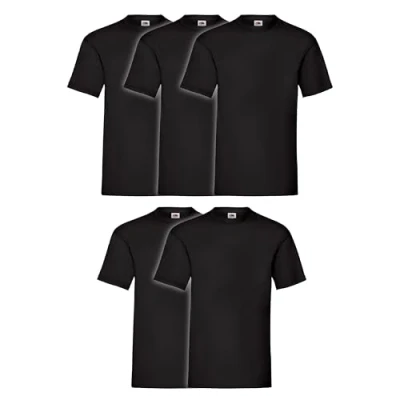 Abbildung von Fruit of the Loom 5er Pack Heavy T Herren Basic Shirt NEU, Farbe:deep Black, Größe:3XL