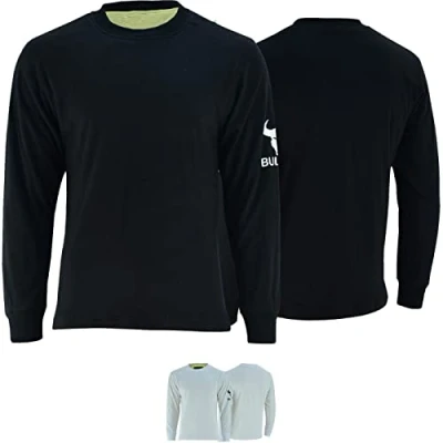 Abbildung von BULLDT Herren Schnittfeste Abriebfest Sweatshirt T Shirt Motorradhemd Biker Motorrad Hemd Futter komplett mit aramidfasern aramidgewebe 100% Sicherheitsschutz Schwarz 56