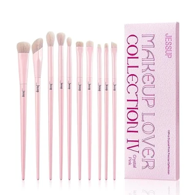 Abbildung von Jessup Pinselset Makeup Augenpinsel Lidschattenpinsel Lidschatten Pinsel Set 10tlg rosa Augen Make up Concealer Premium Synthetik Eyeliner Smudge Crease Blender T496