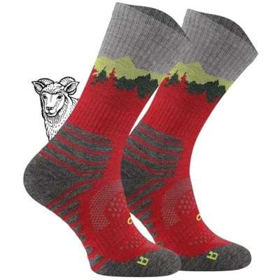 Abbildung von TODO BP LIGHT Dünn Merino Wandersocken für Herren, Damen,Trekking Socken, Atmungsaktiv, 55% Merinowolle Blend Funktionssocken, Outdoor (Falcon Raspberry, 43 46)