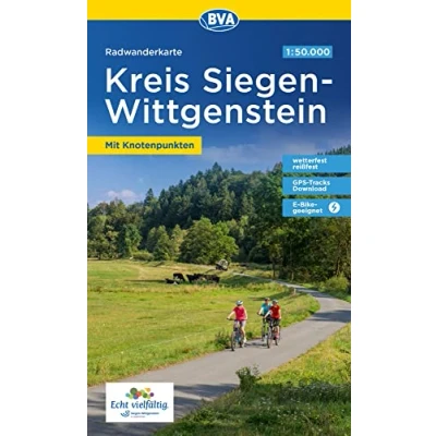 Abbildung von Radwanderkarte BVA Kreis Siegen Wittgenstein mit Knotenpunkten 1:50.000, reiß und wetterfest, GPS Tracks Download, E Bike geeignet (Radwanderkarte 1:50.000)