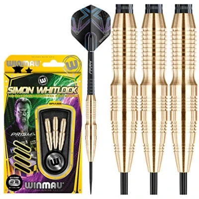 Abbildung von Winmau Champions Simon Whitlock Brass: 24g Profi Steeltip Dartpfeile Set mit Flights und Schäfte