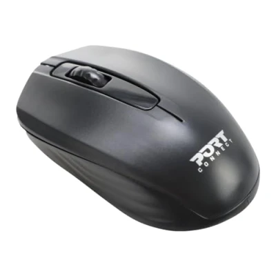 Abbildung von Port Designs Kabellose Maus mit 3 Tasten, USB A, C, Scrollrad, schwarz