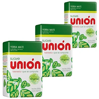 Abbildung von Union Suave Yerba Mate Tradicional Original 1.5 kg (500g x 3) Tee aus Argentinien die Reifezeit beträgt 12 Monate Detox und Energie Getränk