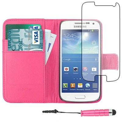 Abbildung von ebestStar kompatibel mit Samsung Galaxy S4 Mini Hülle GT i9190, i9192, i9195 Wallet Case Handyhülle[PU Leder], Kartenfächern, Standfunktion +Mini Stift, Pink [Phone:124.6x61.3x8.9mm 4.3&quot;]