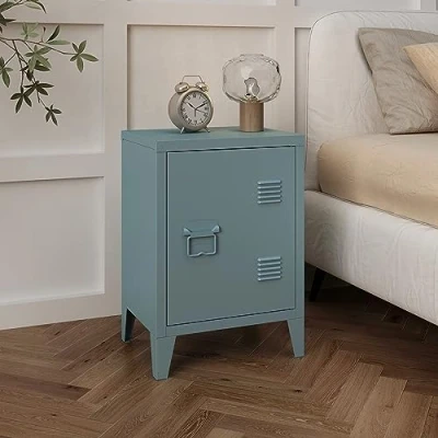 Abbildung von en.casa Nachtschrank (1 St) »Inari« Metallschrank Aktenschrank mit einer Tür Graublau