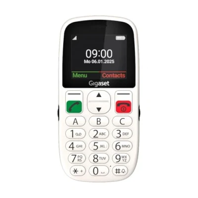Abbildung von Gigaset GL395 Mobiltelefon einfache Bedinung für Senioren, große Tasten &amp; SOS Notruftaste Staub spritzwassergeschützt IP44 Schutzklasse ohne Vertrag 2,2 Zoll TFT Farbdisplay, Pearl White