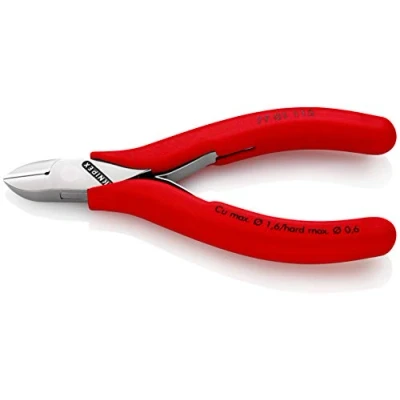 Abbildung von KNIPEX Elektronik Seitenschneider mit durchgestecktem Gelenk rutschhemmenden Kunststoff Hüllen 115 mm 77 01 SB