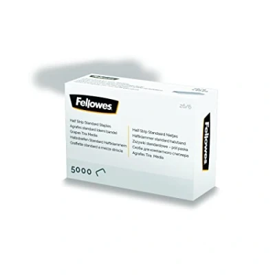 Abbildung von Fellowes Heftklammern 26/6 mm für Half Strip/Halbstreifen Heftgeräte Packung mit 5000 Stück Silber