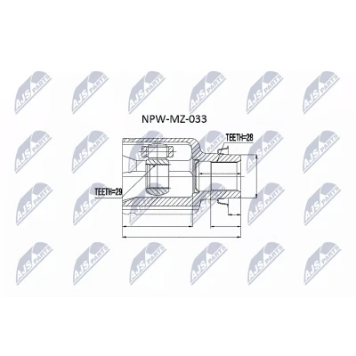 Abbildung von NTY NPW MZ 033 Gelenksatz Automatikgetriebe, Schaltgetriebe, Schaltgetriebe 5 Gang getriebeseitig MAZDA: 5, 2 Schrägheck, Premacy