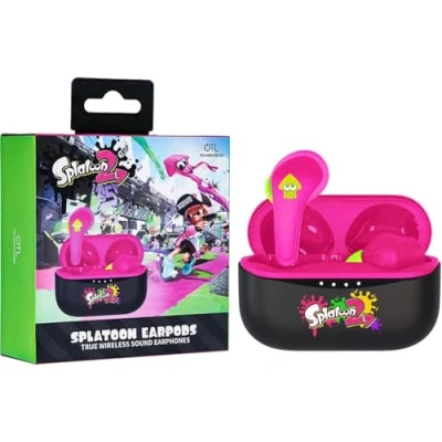 Abbildung von OTL Technologies Splatoon 2 Kopfhörer, kabellos, Bluetooth V5.0, mit Ladebox, schwarz/rosa