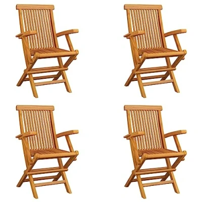 Abbildung von vidaXL 4X Teak Massiv Gartenstuhl mit Armlehnen Klappbar Gartenstühle Klappstuhl Klappstühle Stühle Stuhl Essstuhl Gartenmöbel Terrasse