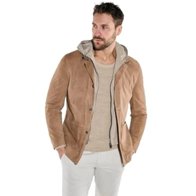 Abbildung von Emilio Adani MIT Inlet Lederjacke, Herren, Größe: 56, Hellbraun