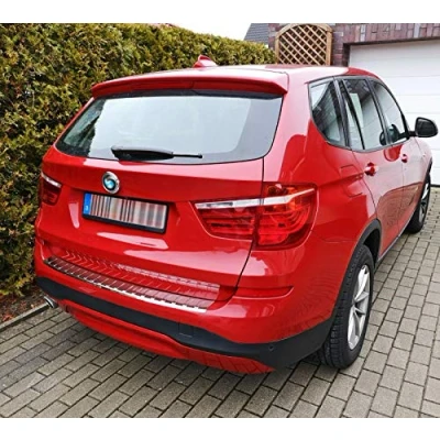 Abbildung von Ladekantenschutz Edelstahl CHROM kompatibel für BMW X3 F25 BJ 2010 2017 mit Abkantung premium Qualität von RECAMBO