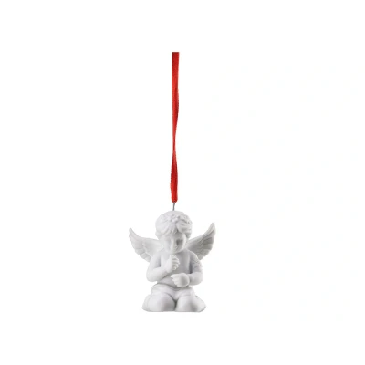 Abbildung von Rosenthal Engel Anhänger mit Blumenkranz weiss matt 7,5 cm