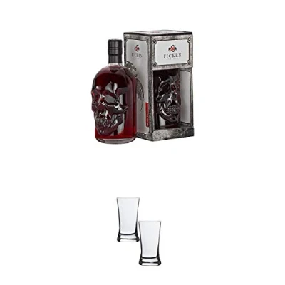 Abbildung von Ficken Pirat Jostabeerenlikör 0,5 Liter + Stölzle Shotglas/Stamper 2 Stück 2050021