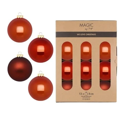 Abbildung von Weihnachtskugeln Glas 8cm 12 Stück matt &amp; glänzend Christbaumkugeln Weihnachtsbaumkugeln für Weihnachten Christbaumschmuck Weihnachtsbaumschmuck Warm Terracotta
