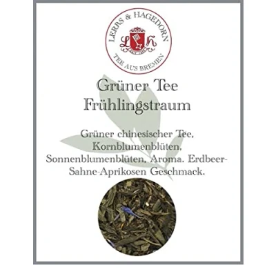 Abbildung von Lerbs &amp; Hagedorn, Grüner Tee Frühlingstraum Erdbeer Sahne Aprikosen Geschmack 250g (Ca. 20 Liter) Kornblumenblüten