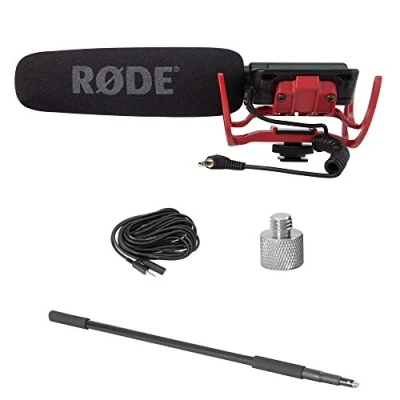 Abbildung von Rode VideomicPro Mikrofon auf Kamera VideoMic Rycote Lyre Pack