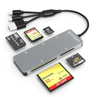 Abbildung von 5 in 3 SD Kartenlesegerät Memory Stick Pro Duo Adapter Lightning USB A C Kartenleser Card Reader für iPhone/iPad/MacBook/Samsung, Speicherkartenleser Micro TF CF XD MS Karten