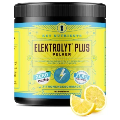 Abbildung von Key Nutrients Elektrolyte Zitronenlimonade 90 Portionen Elektrolyt Pulver Ohne Zucker Keto Sport : Glutenfreies Zusatz: Magnesium, Kalium Electrolyte Powder