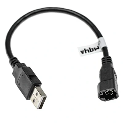 Abbildung von vhbw Adapterkabel kompatibel mit VW Sharan 2 (2010+), T5 Caravelle/Multivan (2005+) Auto, Fahrzeug 4 Pin Autoradio Buchse auf USB A Stecker
